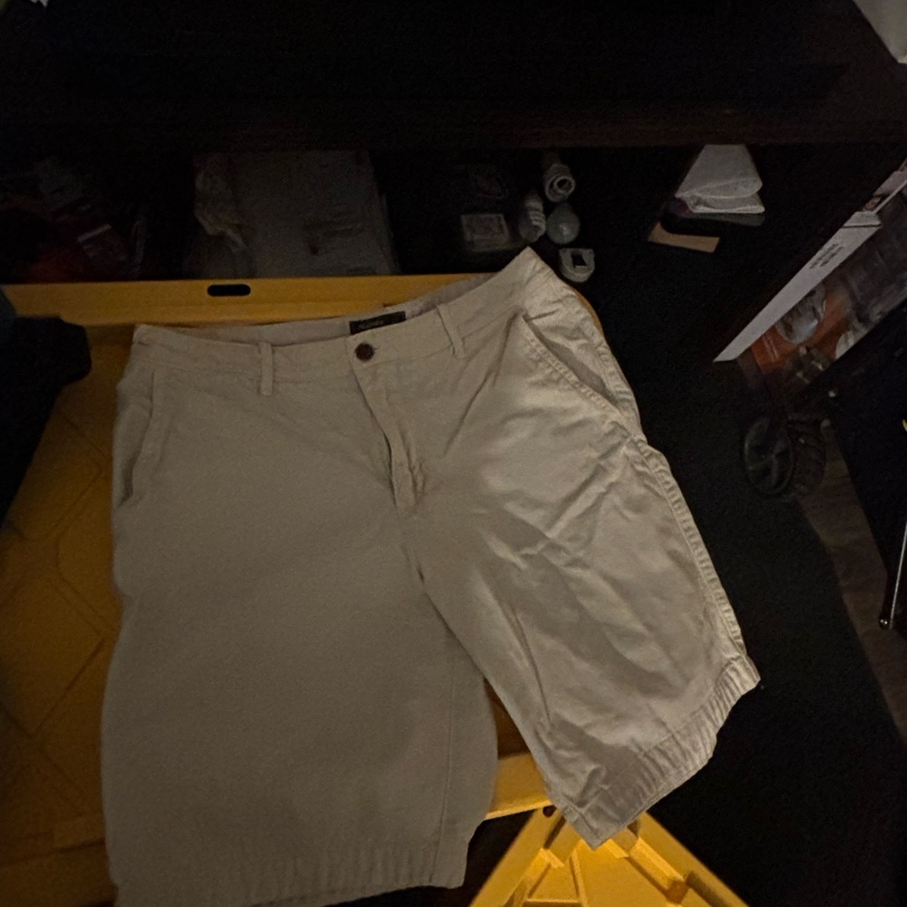 Abercrombie & Fitch Men's Light Khaki Flat-Front Shorts